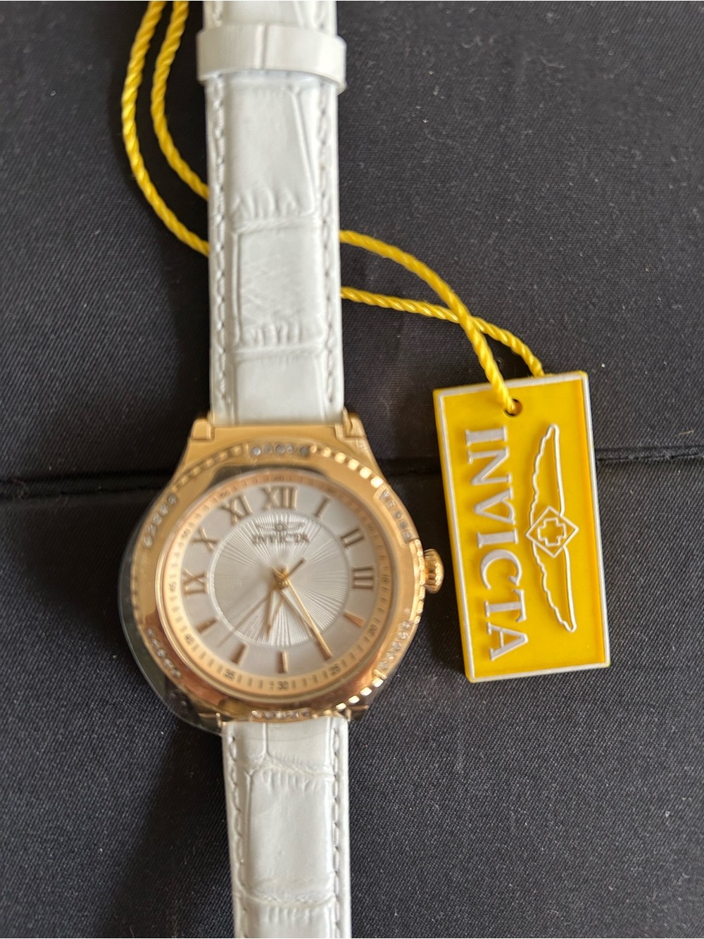 Invicta Gold-Tone Case Women's Watch with White Strap